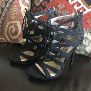 Sam and Libby Black Heel Sandals Size 7.5